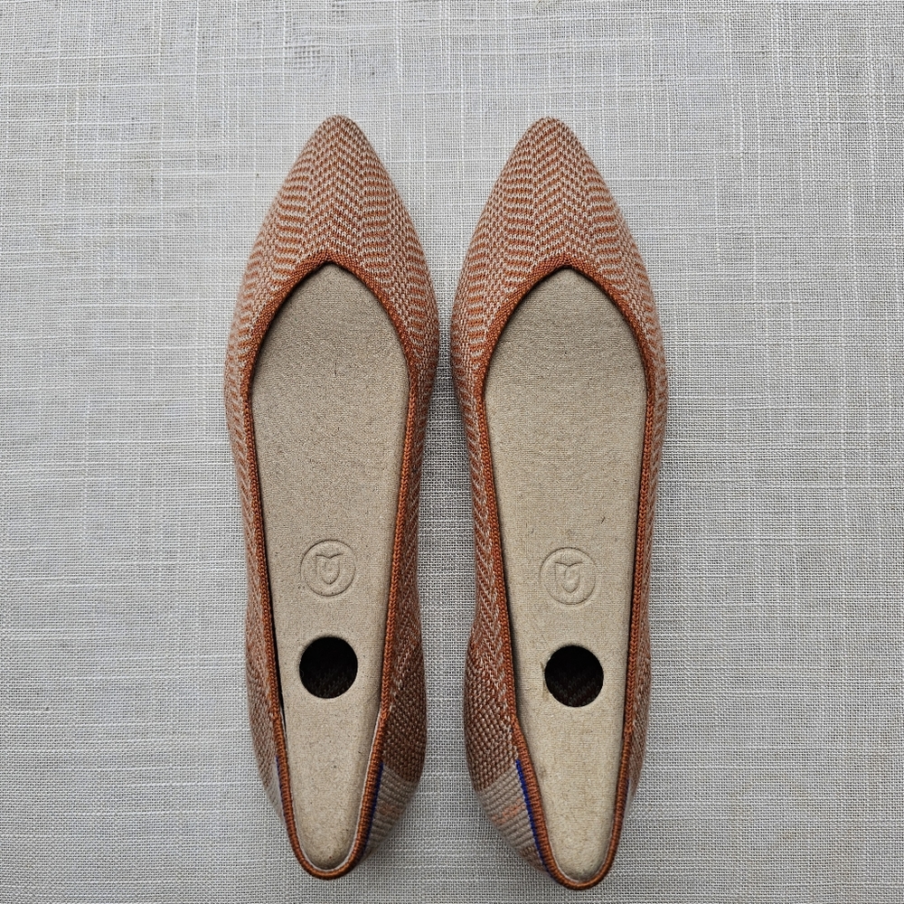 Rothy's Sz 6 Merino Wool Camel Herringbone Points Flats Rothys - Picture 2 of 12